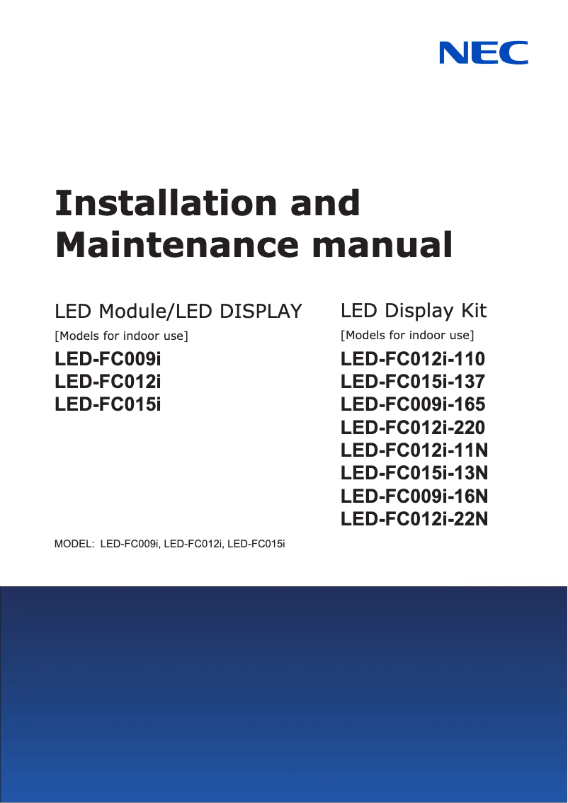 Image de la première page du manuel de l'appareil LED-FC015i