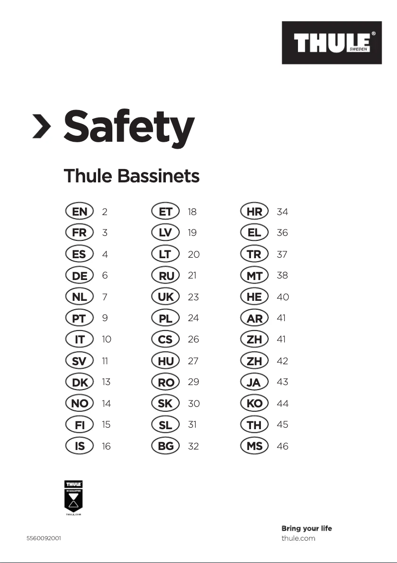 Page 1 de la notice Instructions de sécurité Thule Sleek
