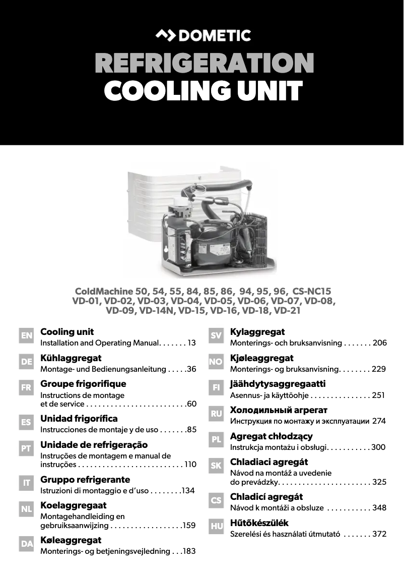 Page 1 de la notice Manuel utilisateur Dometic ColdMachine VD-18