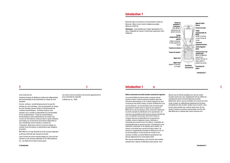 Page 1 de la notice Manuel utilisateur Motorola V1050