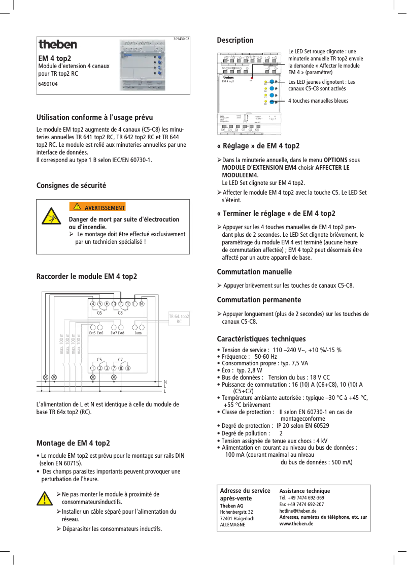 Page n°1 - Manuel utilisateur Theben EM 4 top2