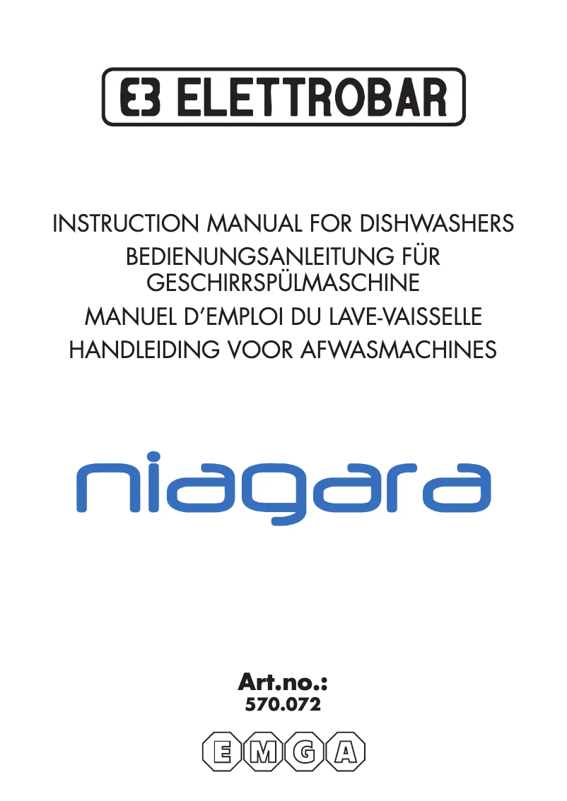 Page 1 de la notice Manuel utilisateur Elettrobar Niagara 570072