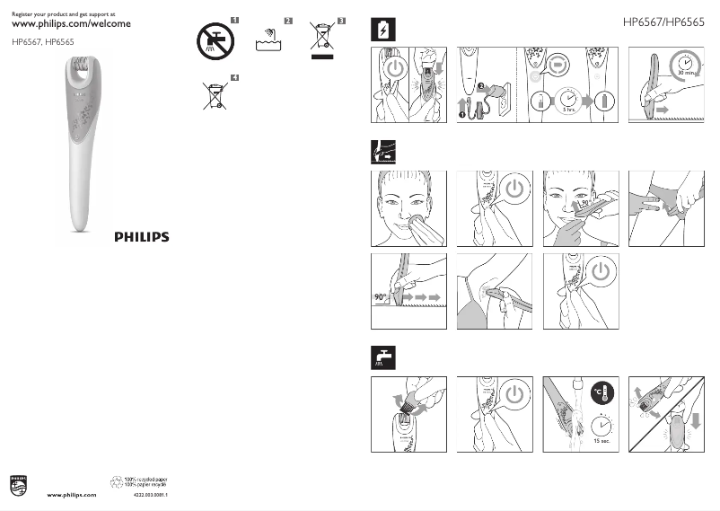 Page 1 de la notice Manuel utilisateur Philips Satinelle Prestige HP6565