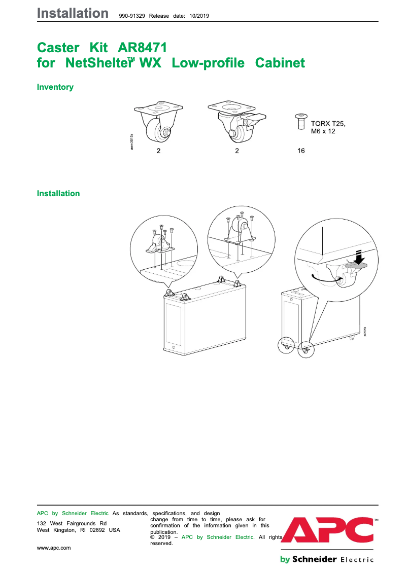Page 1 de la notice Manuel utilisateur APC NetShelter AR8471