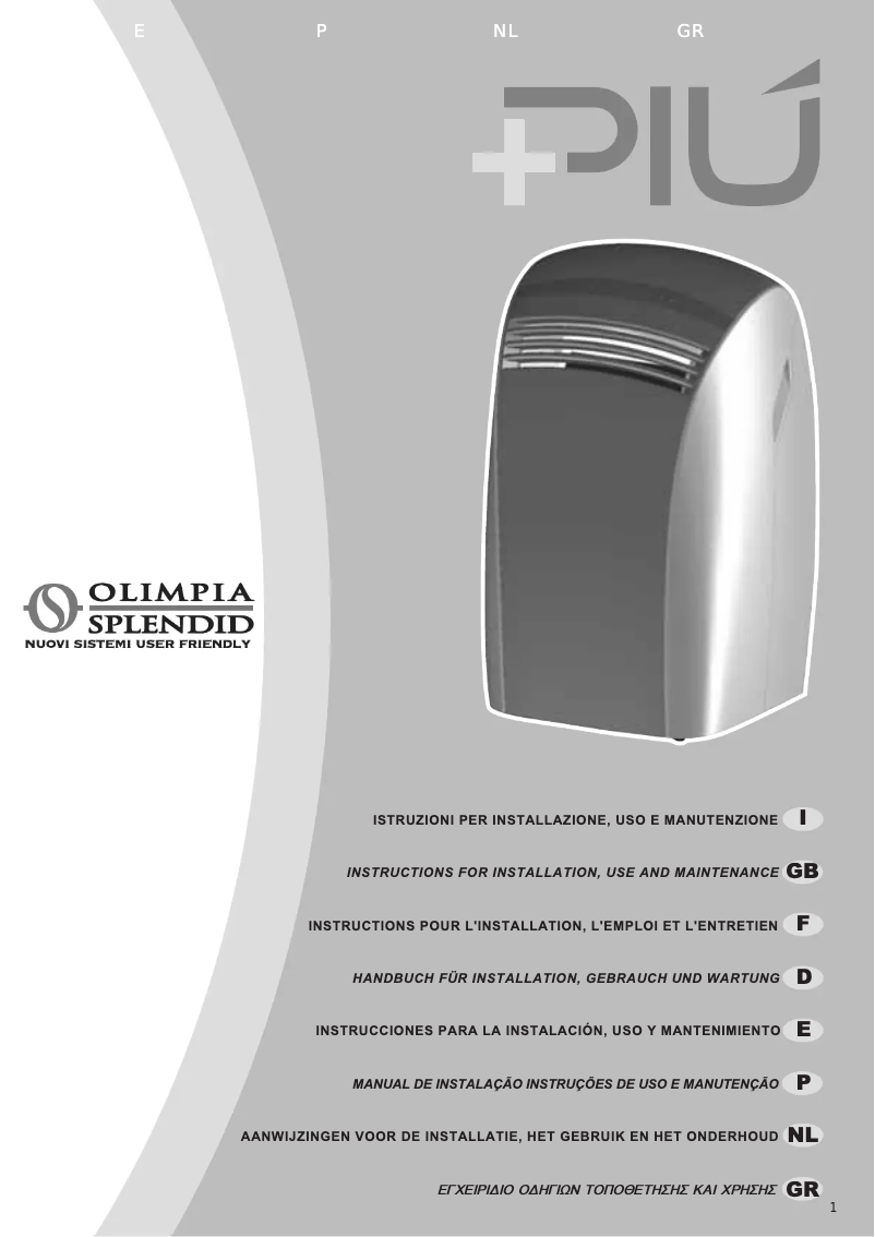 Page 1 de la notice Manuel utilisateur Olimpia Splendid Più