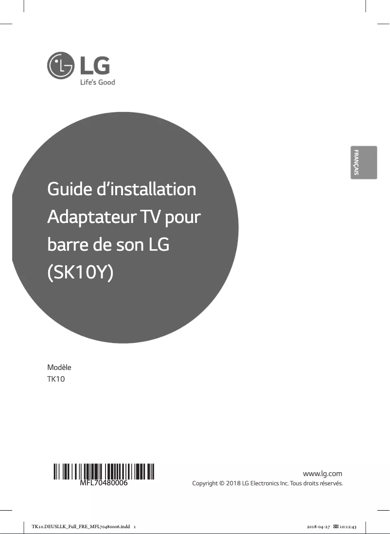 Page n°1 - Manuel utilisateur LG TK10
