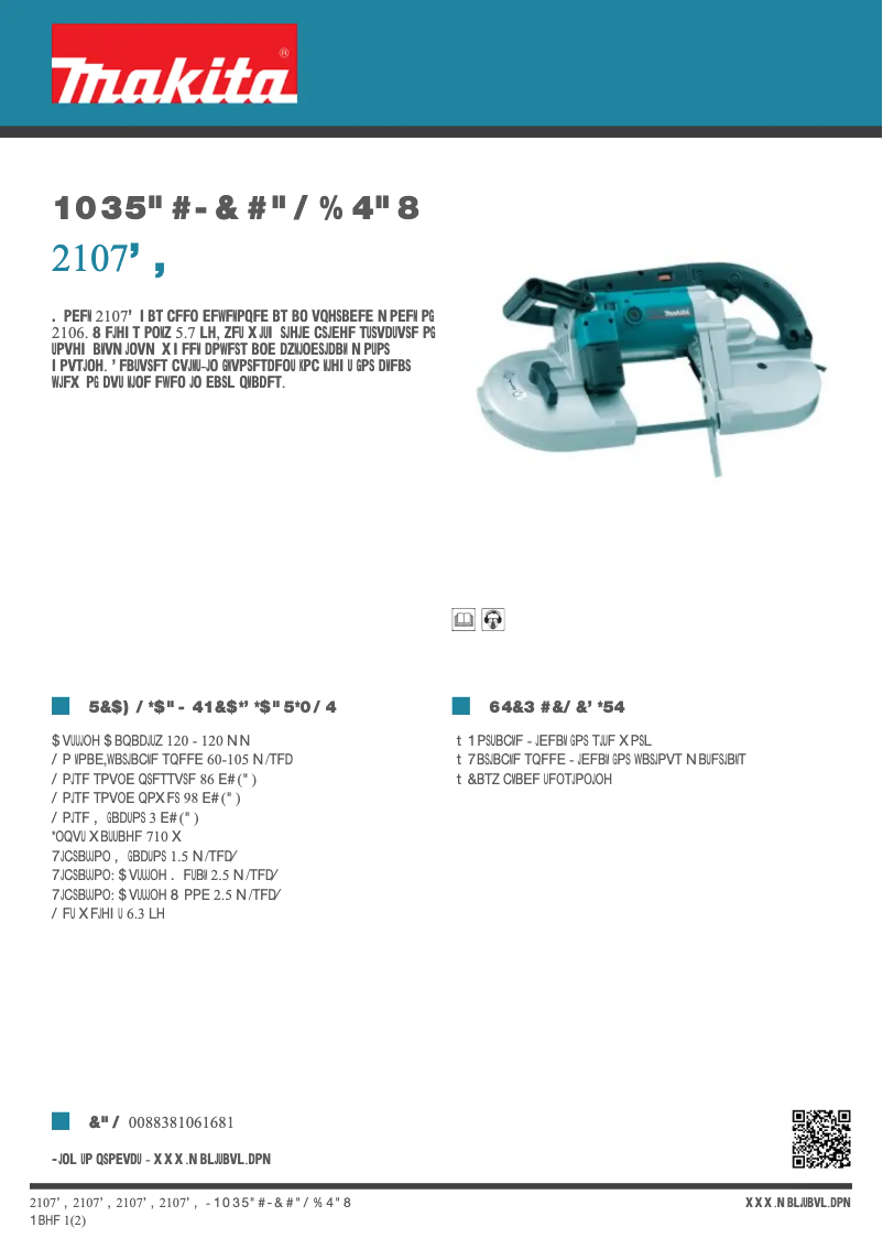 Page n°1 - Fiche technique Makita 2107FK