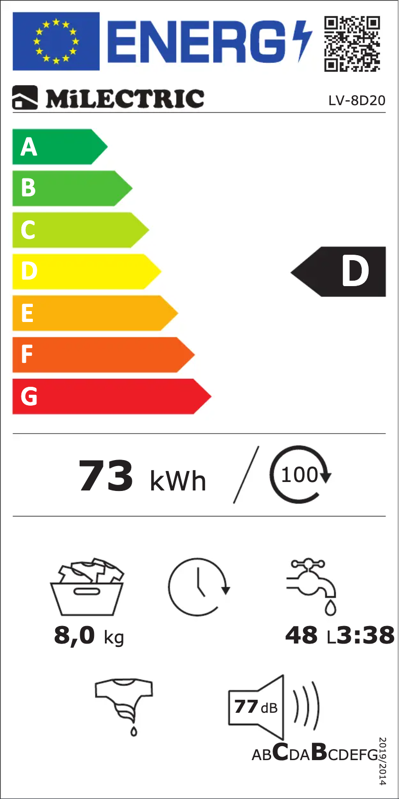 Page n°1 - Label énergétique Milectric LV-8D20