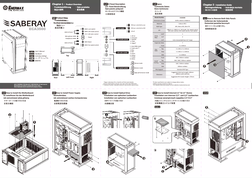 Page 1 de la notice Manuel utilisateur Enermax Saberay ECA3500