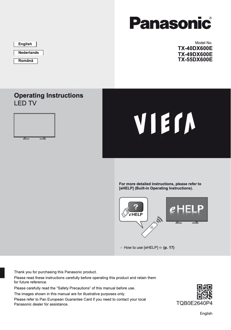 Página 1 del manual Guía de inicio rápido Panasonic TX-55DX600E