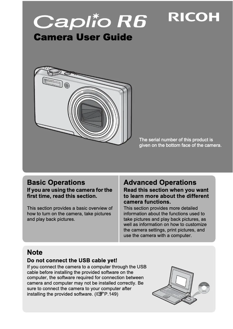 Page 1 de la notice Manuel utilisateur Ricoh Caplio R6