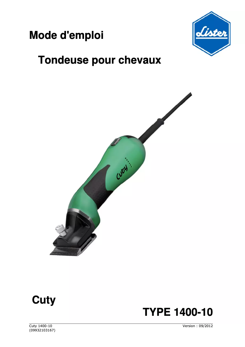Image de la première page du manuel de l'appareil Cuty 1400-10
