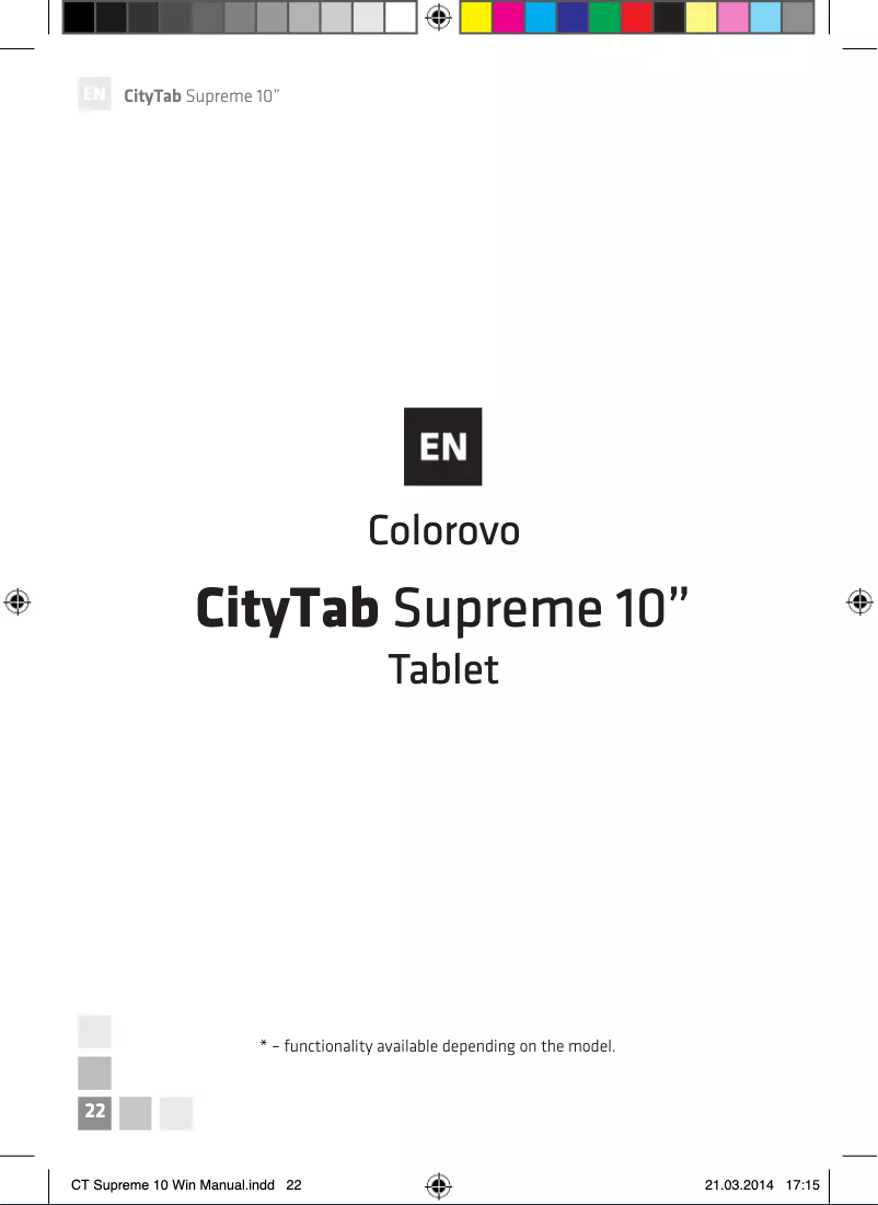 Page n°1 - Manuel utilisateur Colorovo CityTab Supreme 10.1