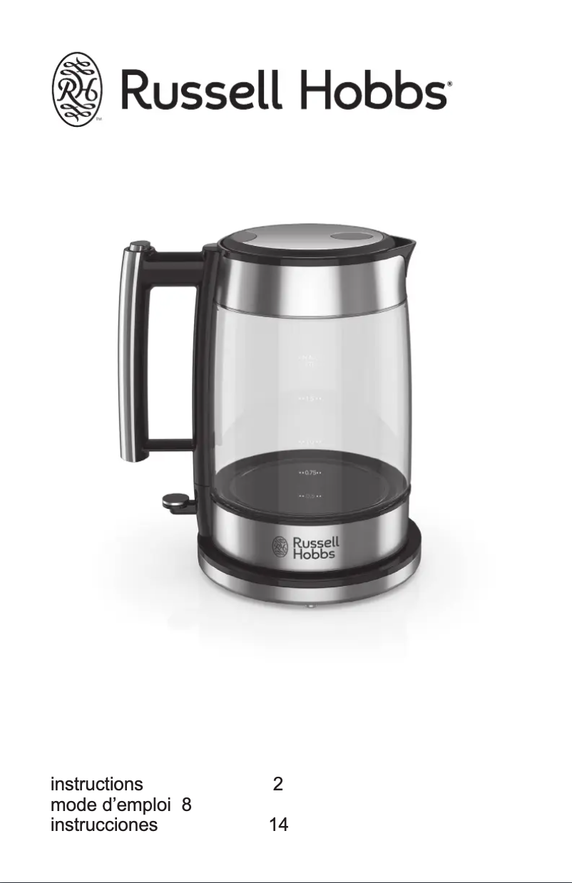 Page n°1 - Manuel d'utilisation et d'entretien Russell Hobbs Glass Accent KE7900