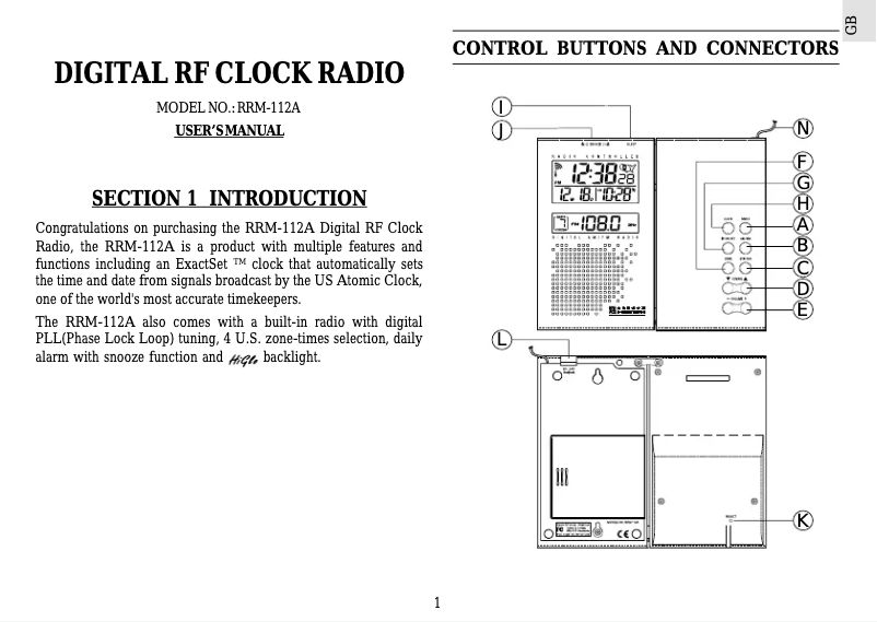 Page 1 de la notice Manuel utilisateur Oregon Scientific RRM112A