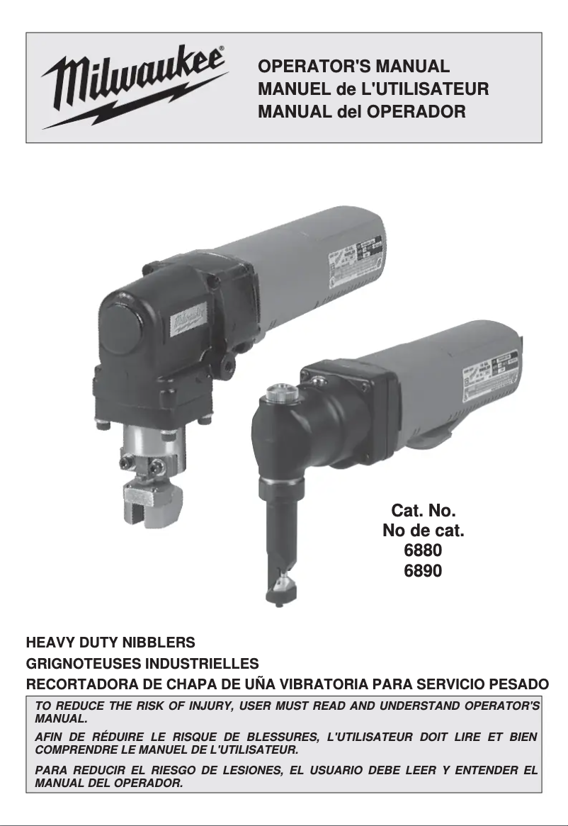 Page 1 de la notice Manuel utilisateur Milwaukee 6880