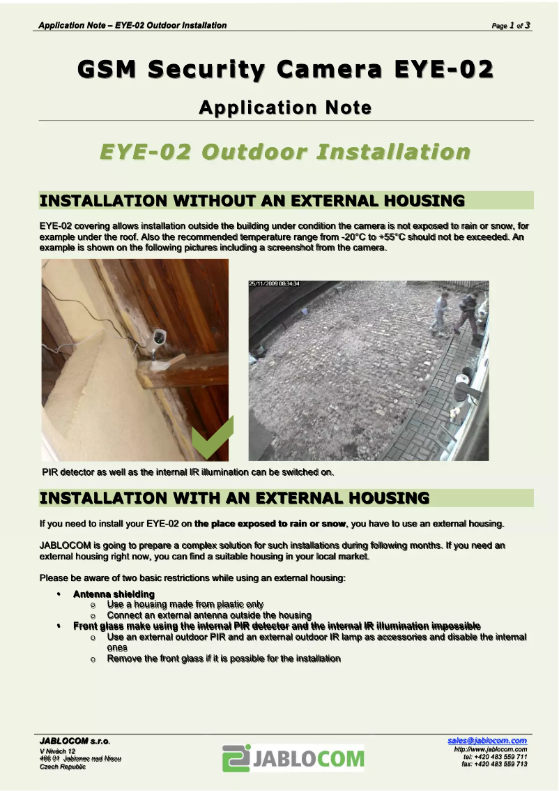 Page 1 de la notice Manuel utilisateur Joblotron EYE-02