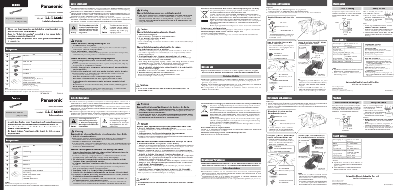 Page 1 de la notice Manuel utilisateur Panasonic CAGA60N