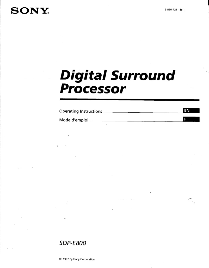 Page 1 de la notice Manuel utilisateur Sony SDP-E800