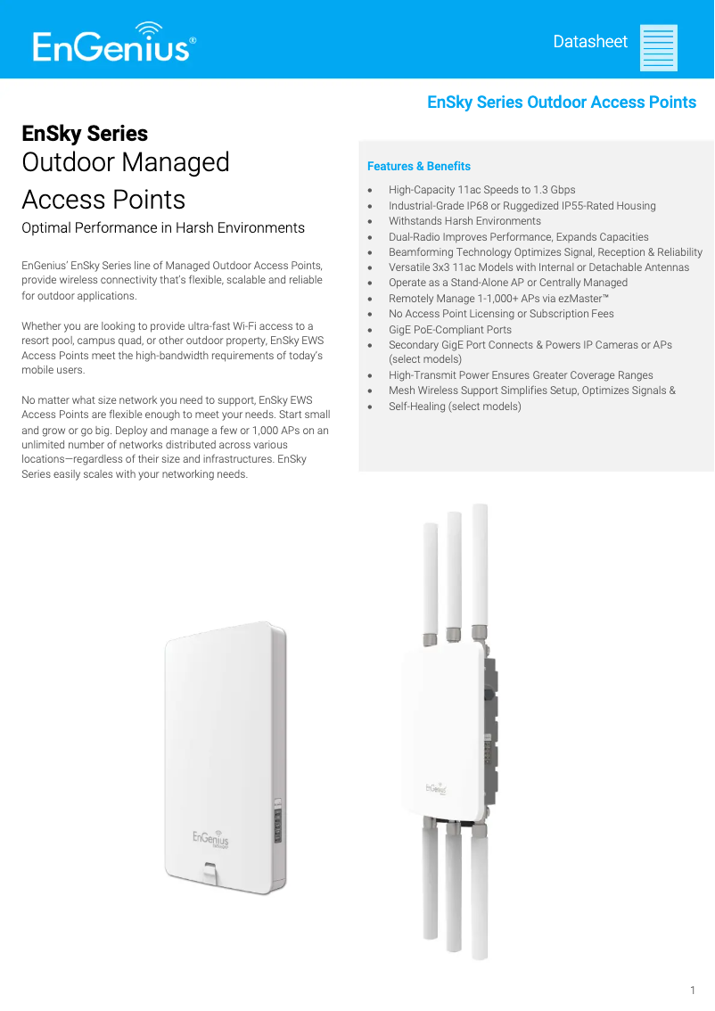 Page 1 de la notice Fiche technique EnGenius EWS660AP