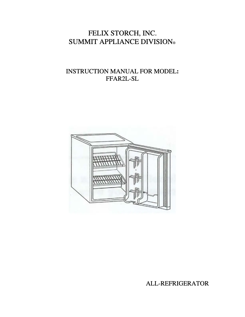 Image de la première page du manuel de l'appareil FFAR2LGL7