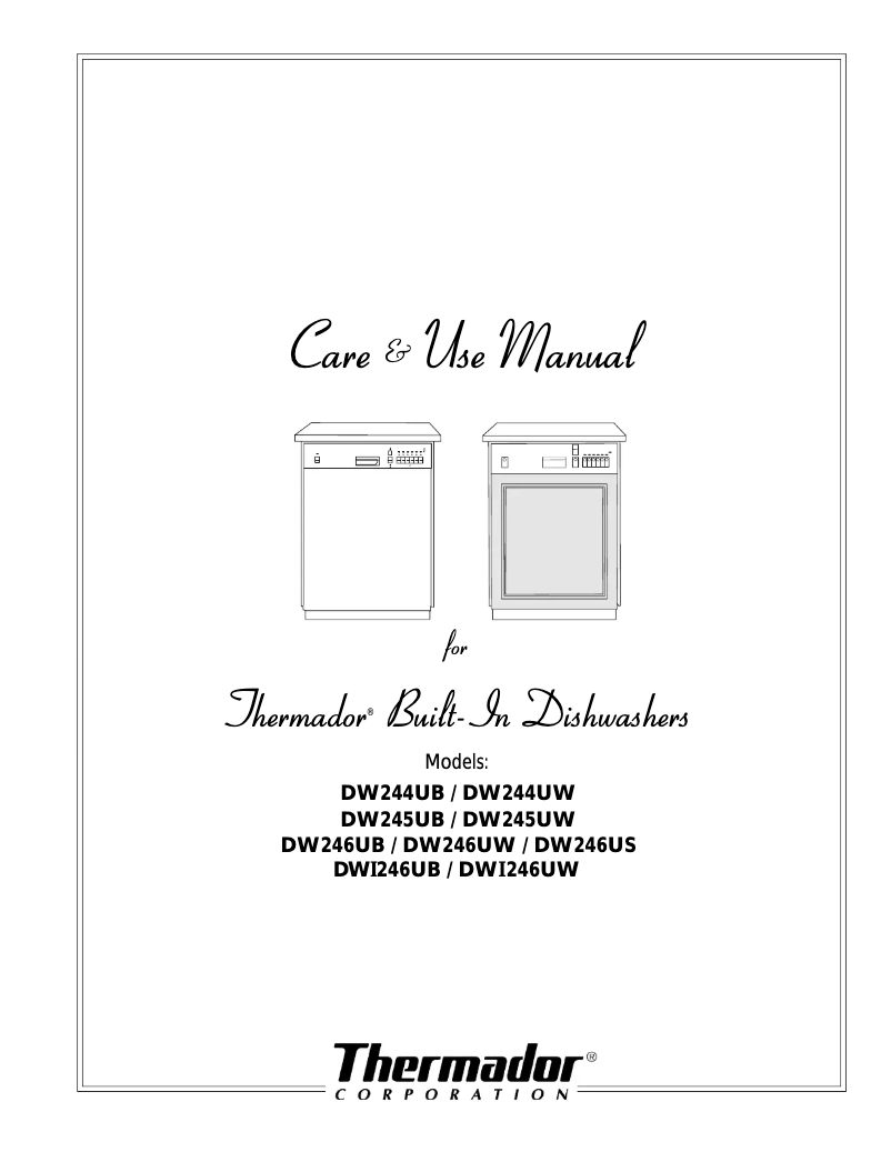 Page n°1 - Manuel utilisateur Thermador DW246UB