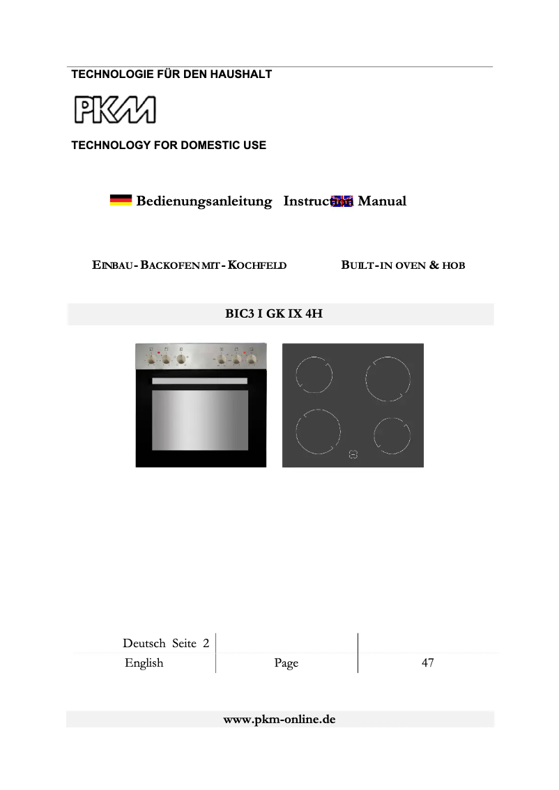 Page 1 de la notice Manuel utilisateur PKM BIC3 I GK IX 4H