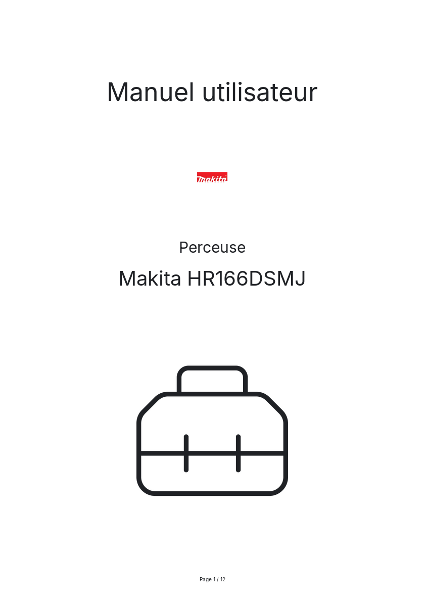 Page n°1 - Manuel utilisateur Makita HR166DSMJ