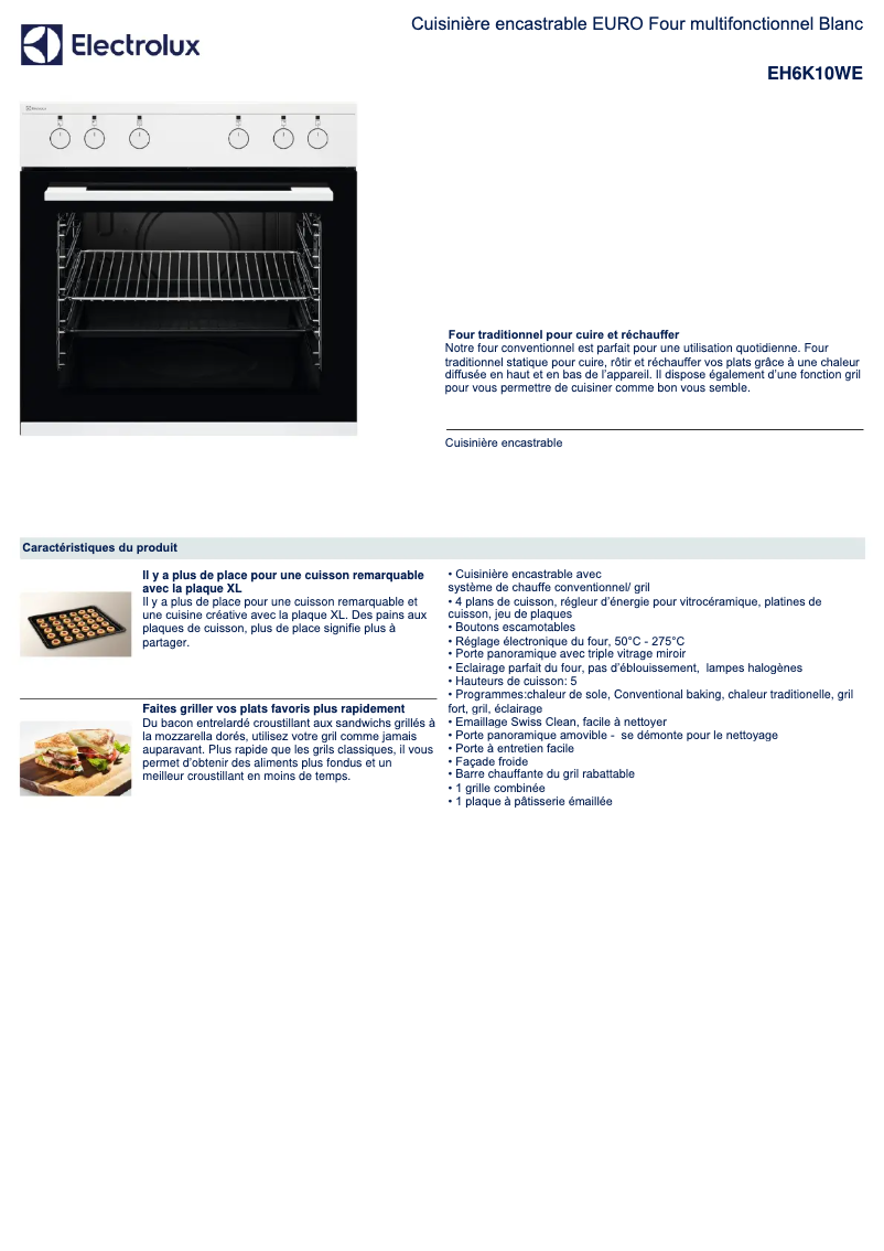 Page n°1 - Fiche technique Electrolux EH6K10WE