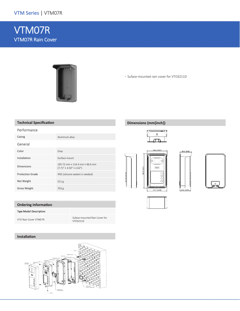 Page n°1 - Manuel utilisateur Dahua Technology VTM07R