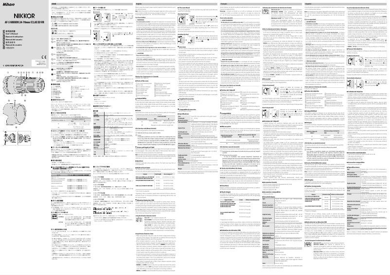 Image de la première page du manuel de l'appareil Nikkor AF-S 24-70mm f/2.8E ED VR