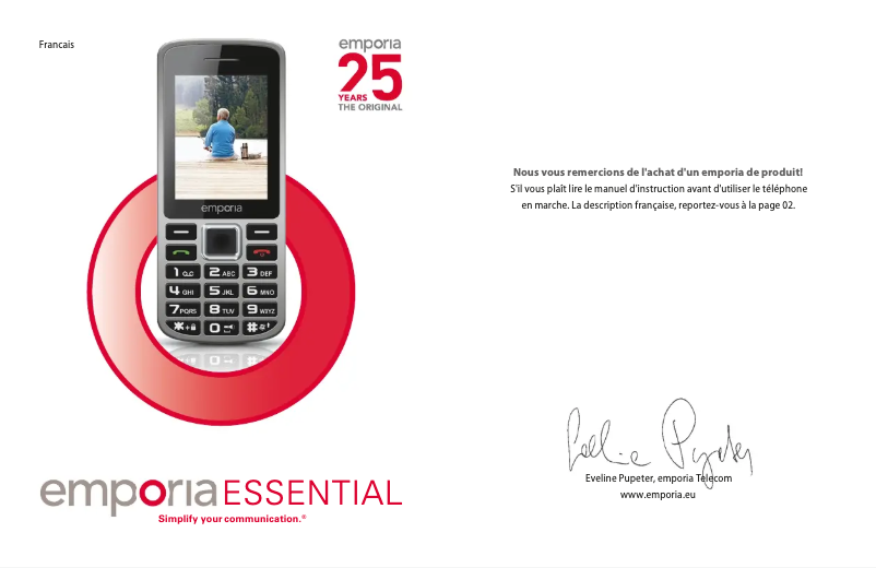 Page 1 de la notice Manuel utilisateur Emporia Essential