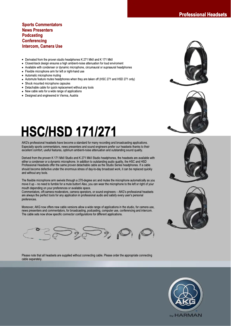 Page n°1 - Fiche technique AKG HSD 171