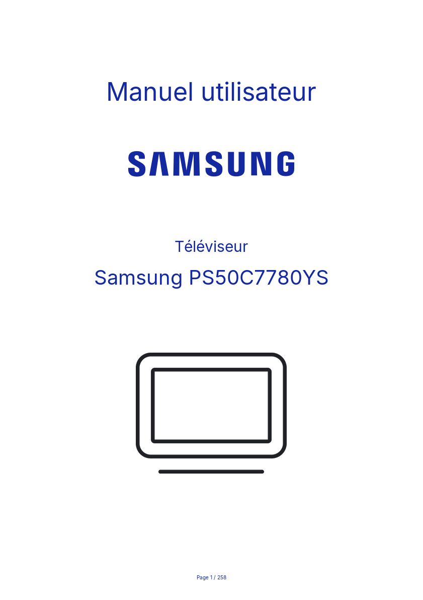 Page n°1 - Manuel utilisateur Samsung PS50C7780YS