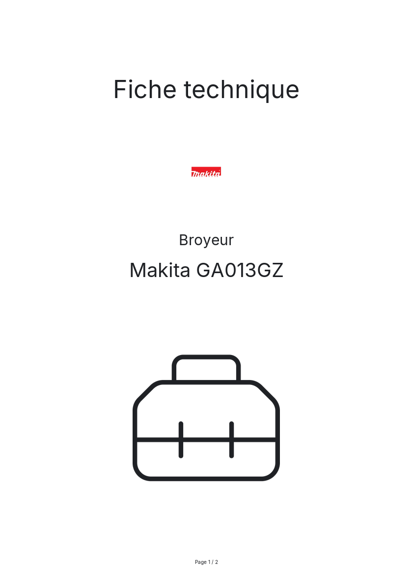 Image de la première page du manuel de l'appareil GA013GZ