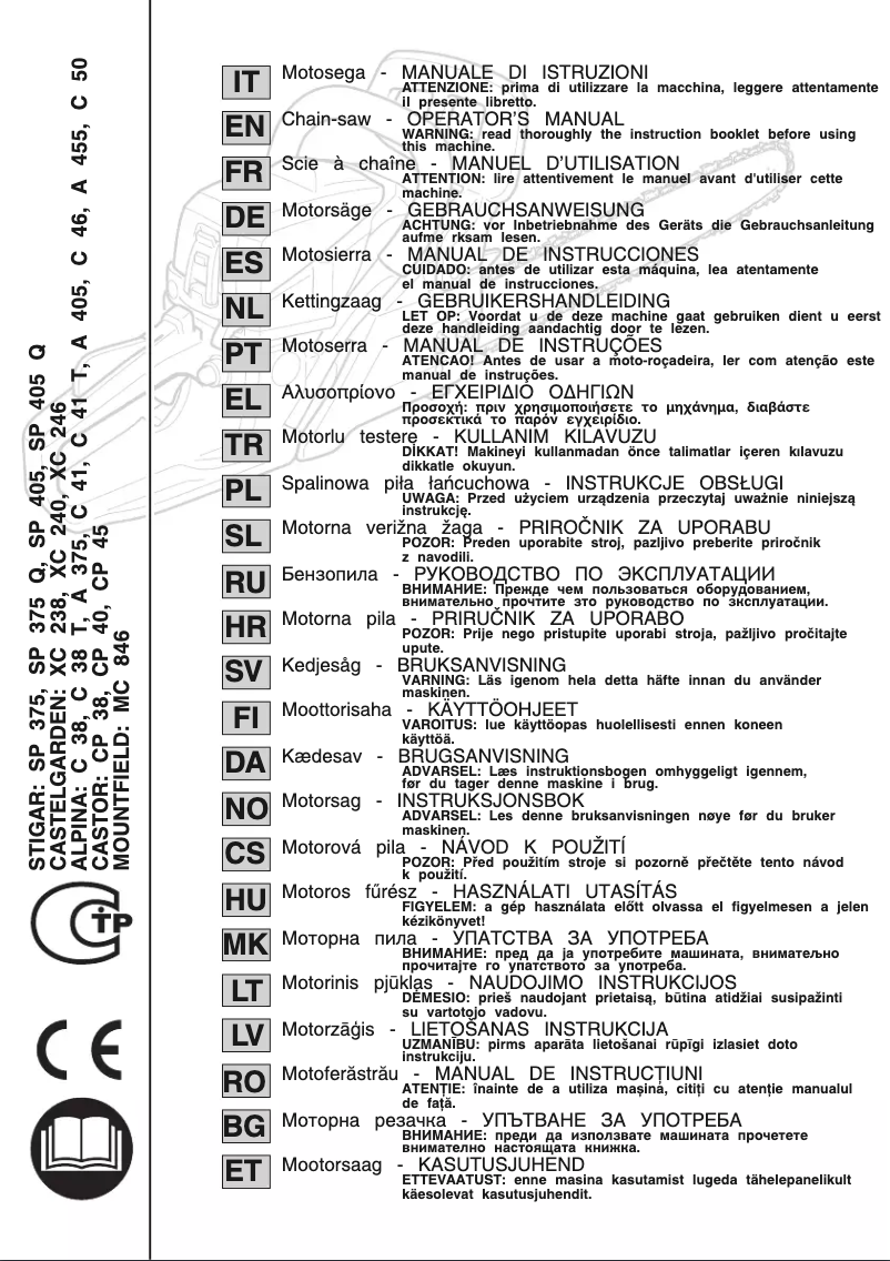 Page n°1 - Manuel utilisateur Stiga SP 405 Q
