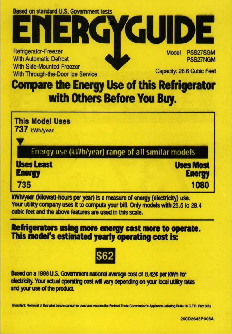 Image de la première page du manuel de l'appareil Profile Arctica PSS27NGMBB