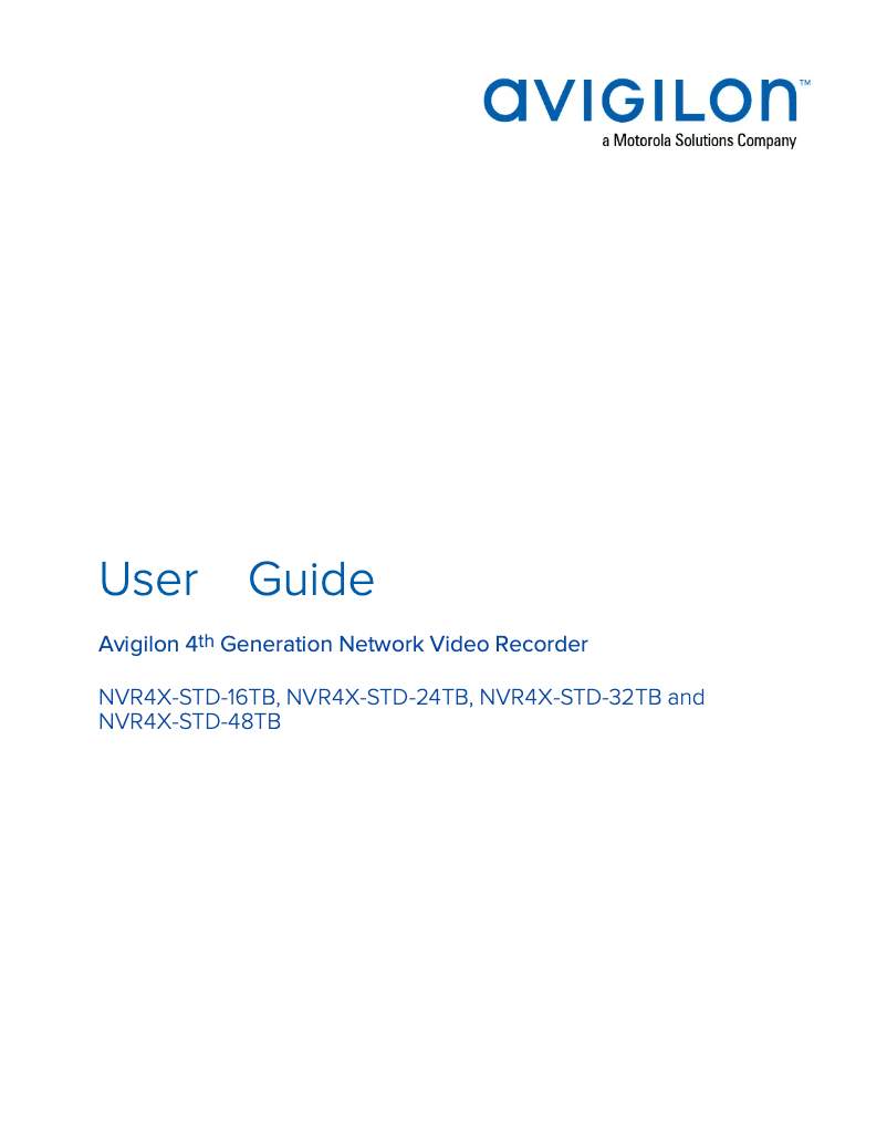 Page n°1 - Manuel utilisateur Avigilon NVR4X-STD-32TB-EU