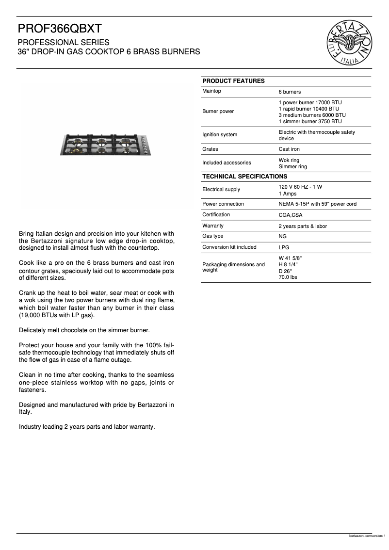 Image de la première page du manuel de l'appareil PROF366QBXT