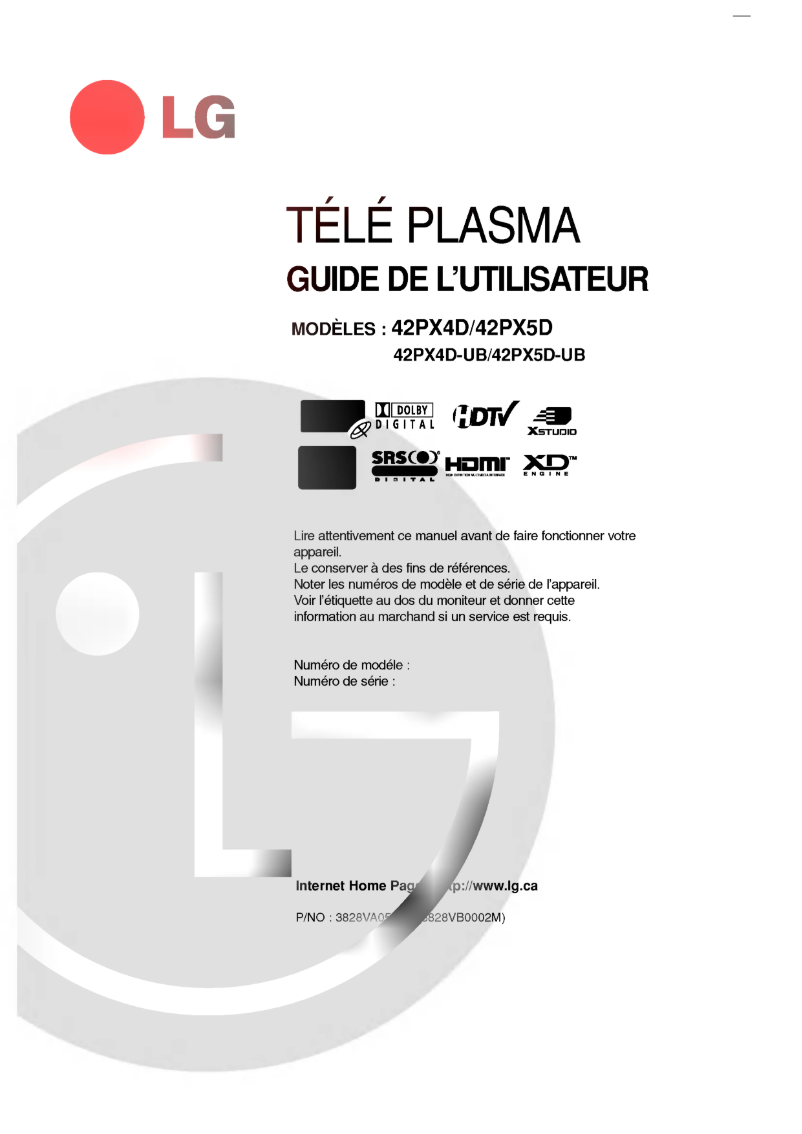 Page 1 de la notice Manuel utilisateur LG 42PX4D