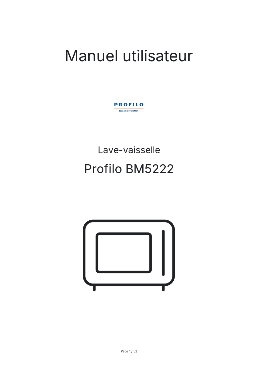 Page n°1 - Manuel utilisateur Profilo BM5222