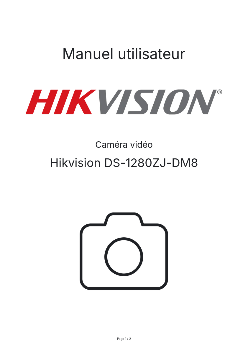 Image de la première page du manuel de l'appareil DS-1280ZJ-DM8