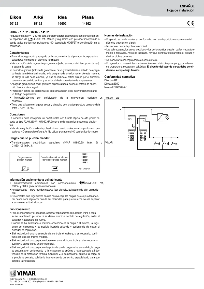 Page 1 de la notice Manuel utilisateur Vimar 16602