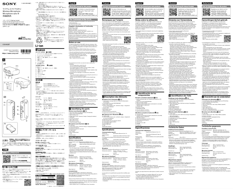 Page 1 de la notice Guide d'installation Sony ECM-W2BT