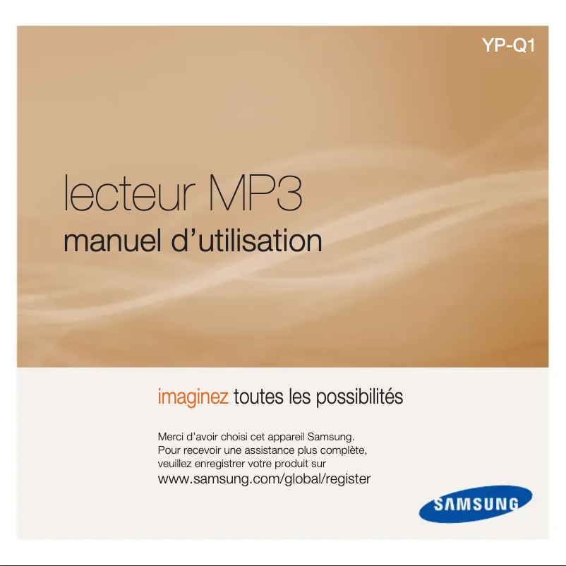 Page 1 de la notice Manuel utilisateur Samsung YP-Q1