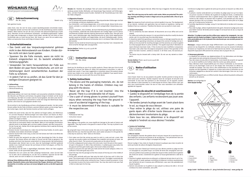 Page 1 de la notice Manuel utilisateur Gardigo 70079