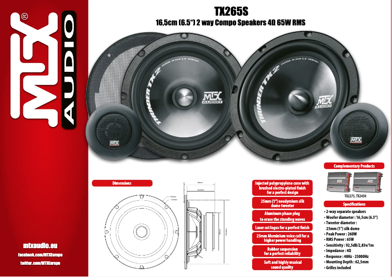 Page n°1 - Manuel utilisateur MTX Audio TX265S