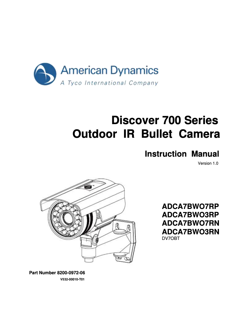 Page n°1 - Manuel utilisateur American Dynamics ADCA7BWO3RP