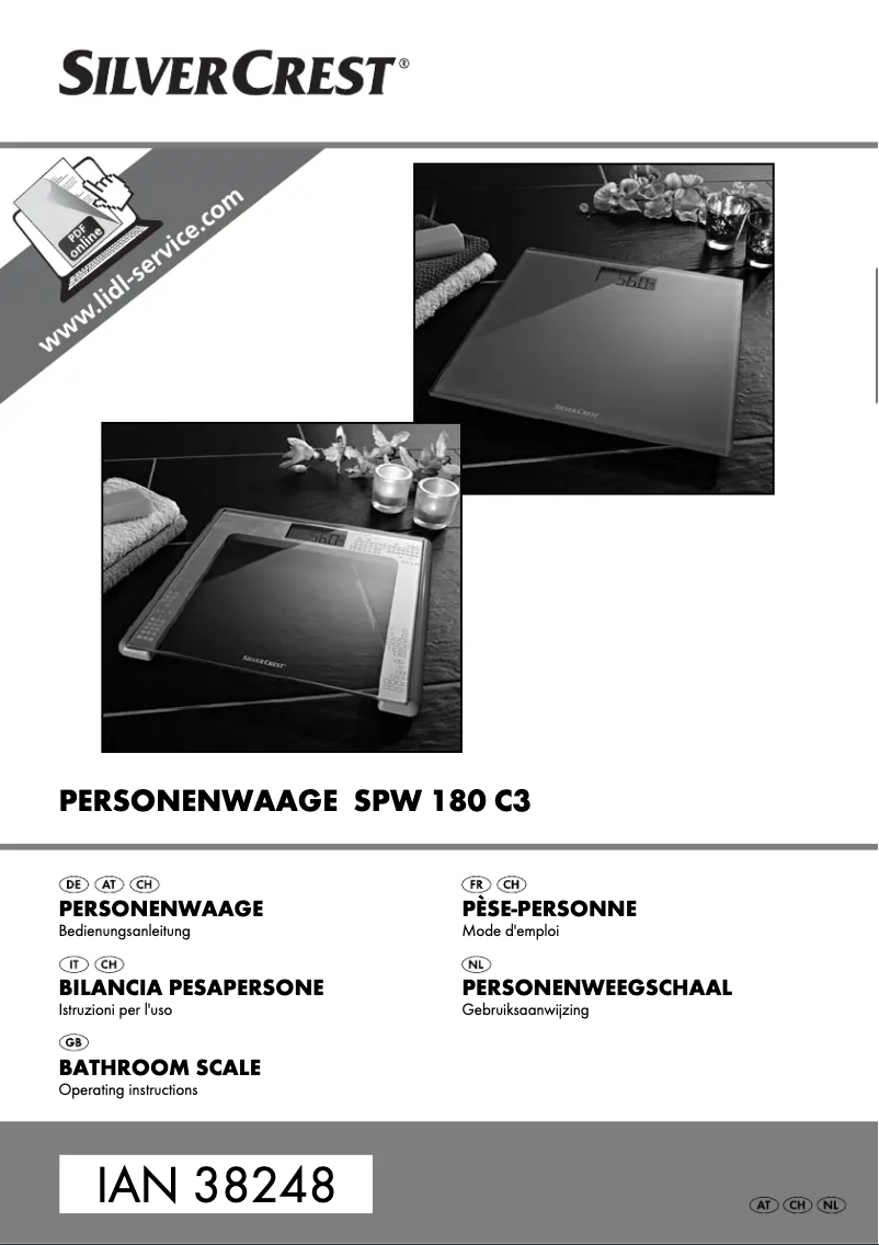 Page n°1 - Manuel utilisateur SilverCrest SPW 180 C3