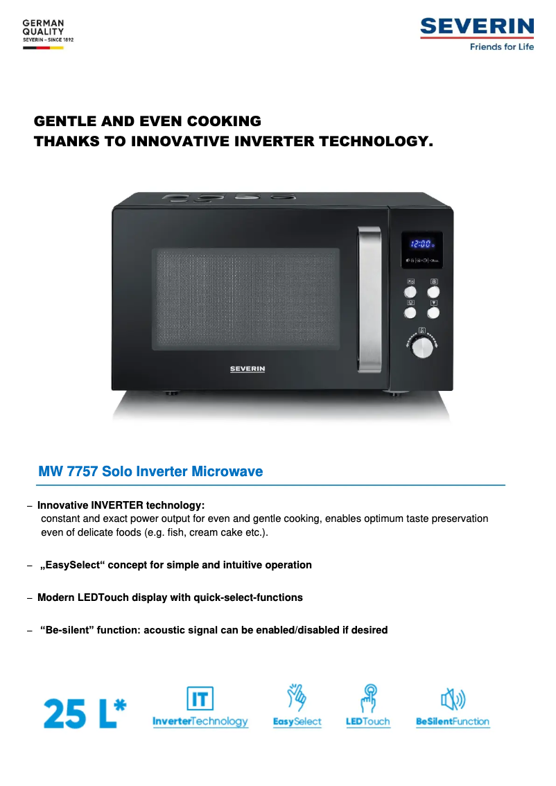 Page 1 de la notice Fiche technique Severin MW 7757